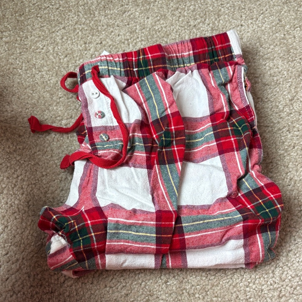 Red Plaid Button-Front Sleep Pants Stars Above